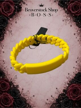 New Marc By Marc Jacobs Standard Supply Braided Silicone Bracelet Safety Yellow